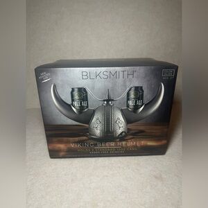 BLKSMITH Silver Viking Drinking Helmet Hat Holds 2 Cans Straw Adjustable NWT
